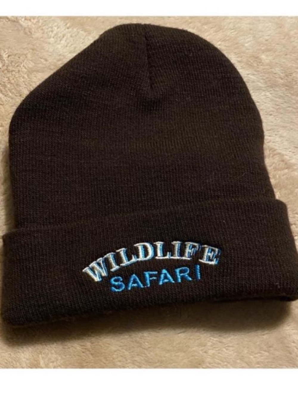 WILDLIFE SAFARI Embroidered Brown Knit Beanie